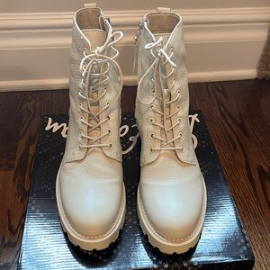 COPY - Sam Edelman Ivory Leather Combat Boots, Size 9, worn once, EUC
